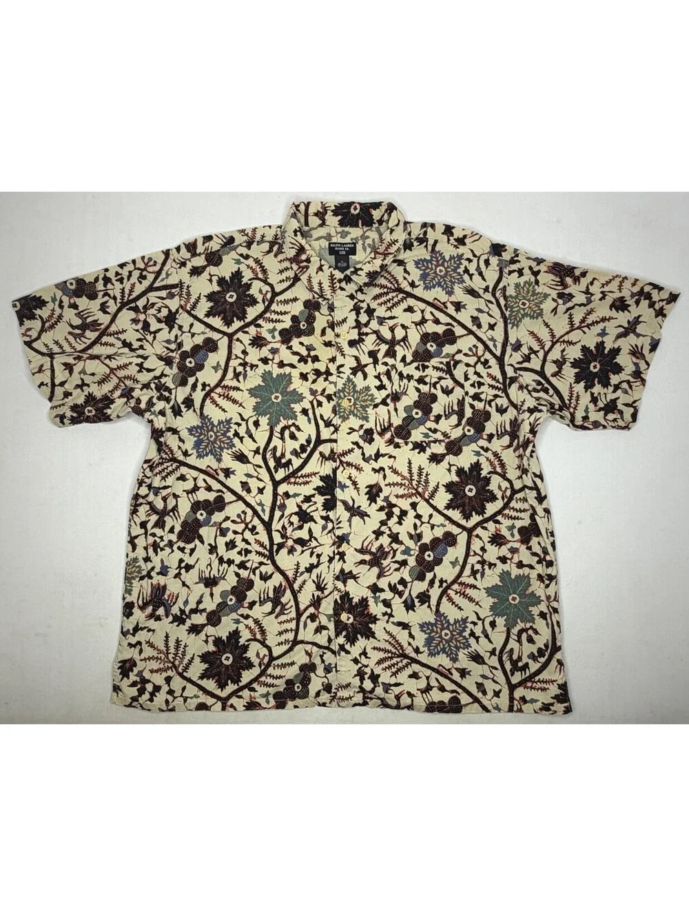 Vintage Polo Ralph Lauren XL Caldwell Camp Loop Collar Floral Hawaiian Shirt P27